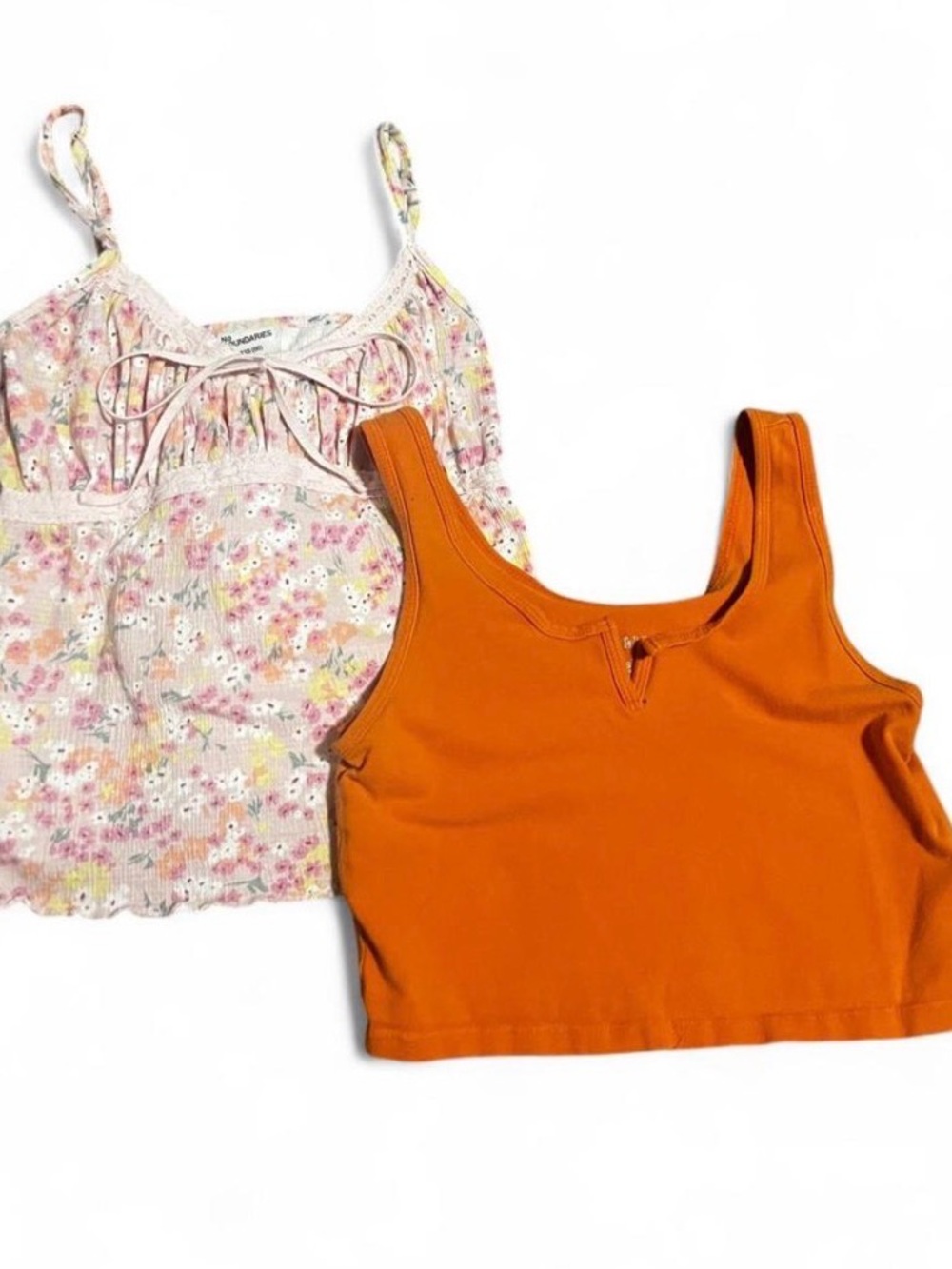 wild fable Orange Cropped Tank & Pink Floral Camisole Set